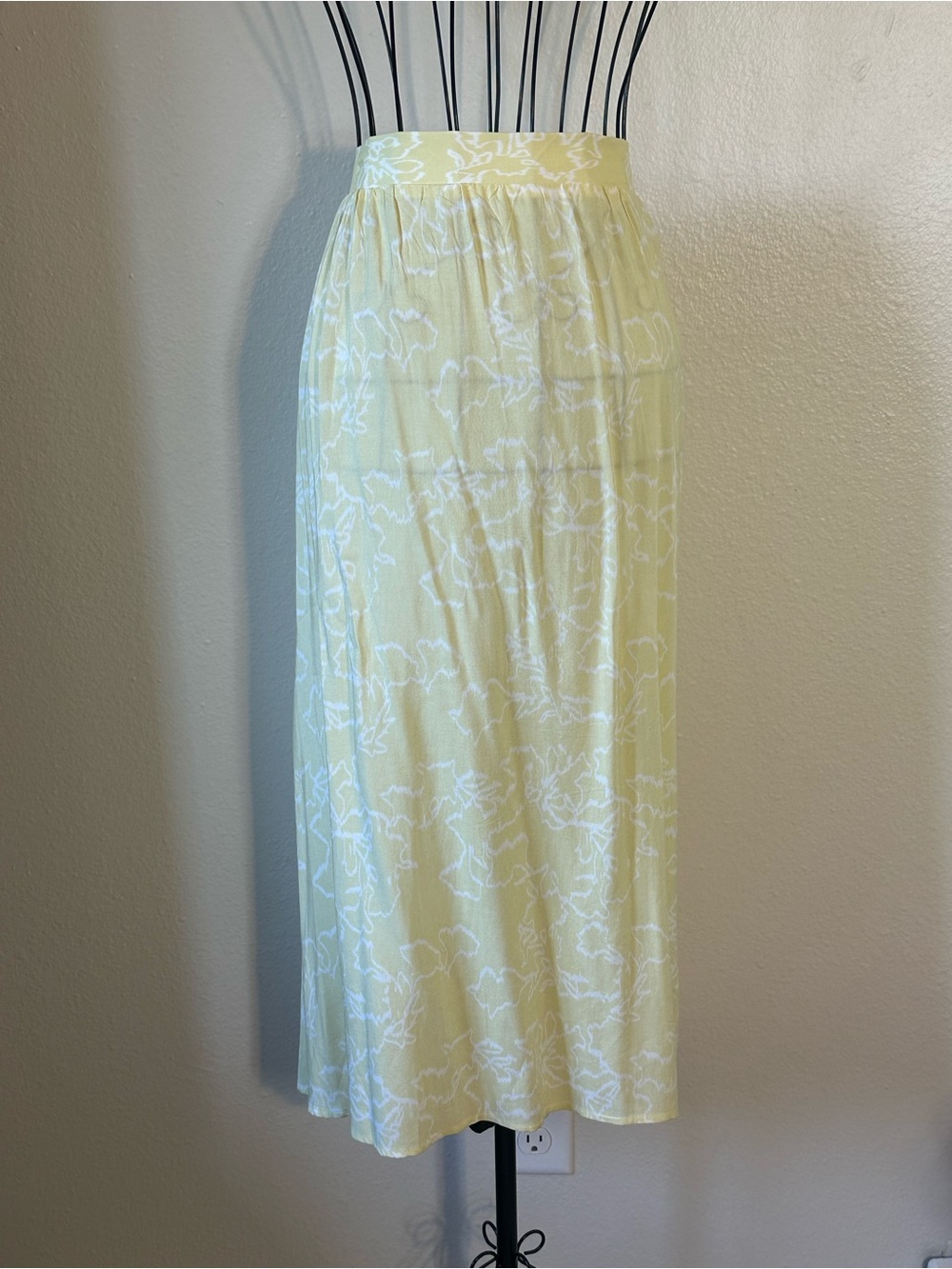 Yellow Patterned Midi Skirt